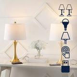 Possini 22.75" Modern Glam Iron Hourglass LED Table Lamp with USB Charging Port Set 2