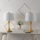 Possini 22.75" Modern Glam Iron Hourglass LED Table Lamp with USB Charging Port Set 2
