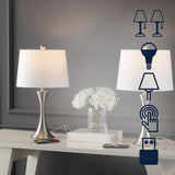 Possini 22.75" Modern Glam Iron Hourglass LED Table Lamp with USB Charging Port Set 2