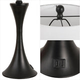 Possini 22.75" Modern Glam Iron Hourglass LED Table Lamp with USB Charging Port Set 2