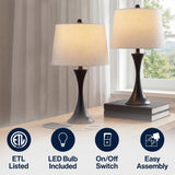 Possini 22.75" Modern Glam Iron Hourglass LED Table Lamp with USB Charging Port Set 2