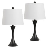 Possini 22.75" Modern Glam Iron Hourglass LED Table Lamp with USB Charging Port Set 2