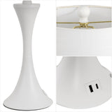 Possini 22.75" Modern Glam Iron Hourglass LED Table Lamp with USB Charging Port Set 2