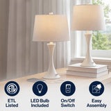 Possini 22.75" Modern Glam Iron Hourglass LED Table Lamp with USB Charging Port Set 2