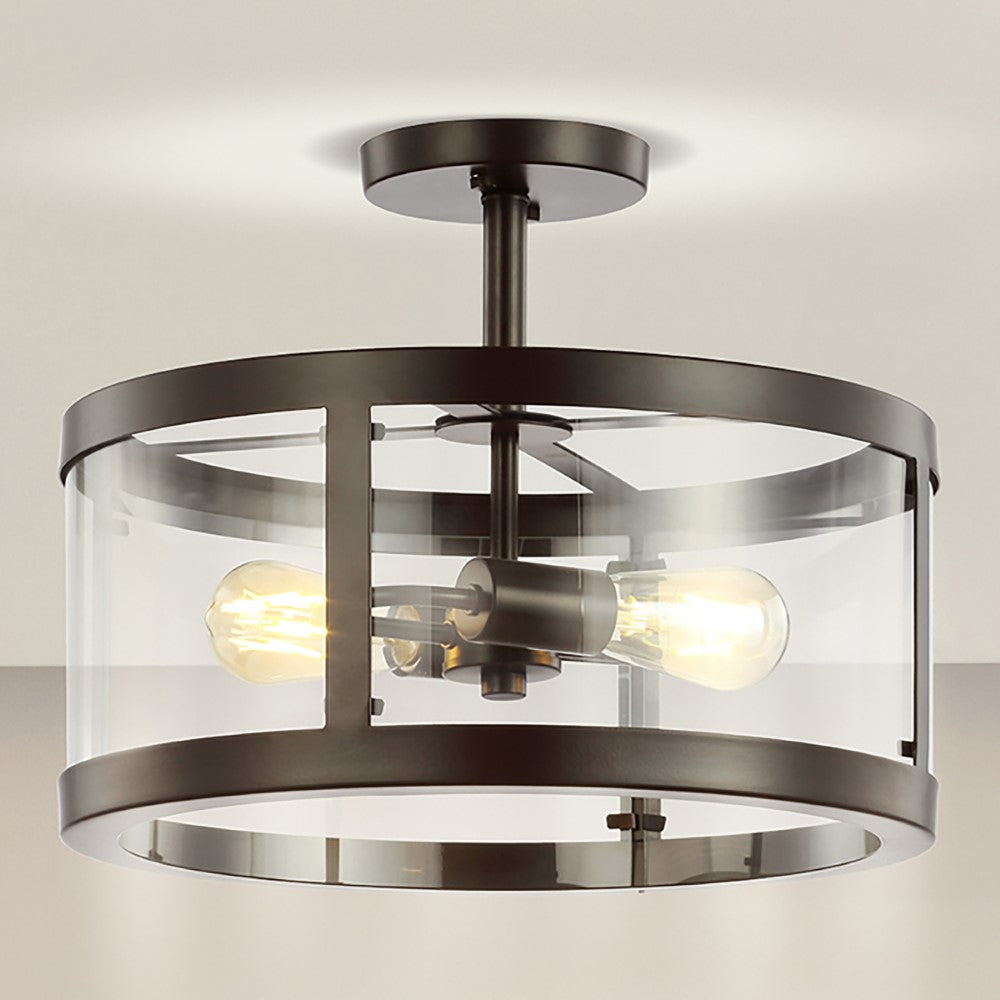 Maurier 2-Light 15" Iron/Glass Modern LED Flush Mount