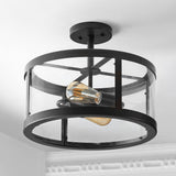 Maurier 2-Light 15" Iron/Glass Modern LED Flush Mount