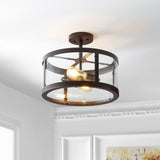 Maurier 2-Light 15" Iron/Glass Modern LED Flush Mount