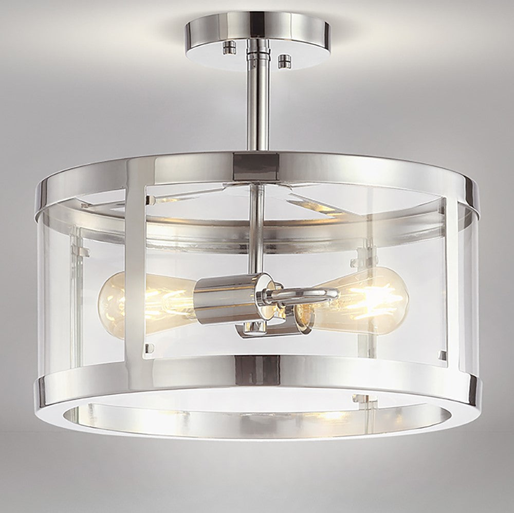 Maurier 2-Light 15" Iron/Glass Modern LED Flush Mount