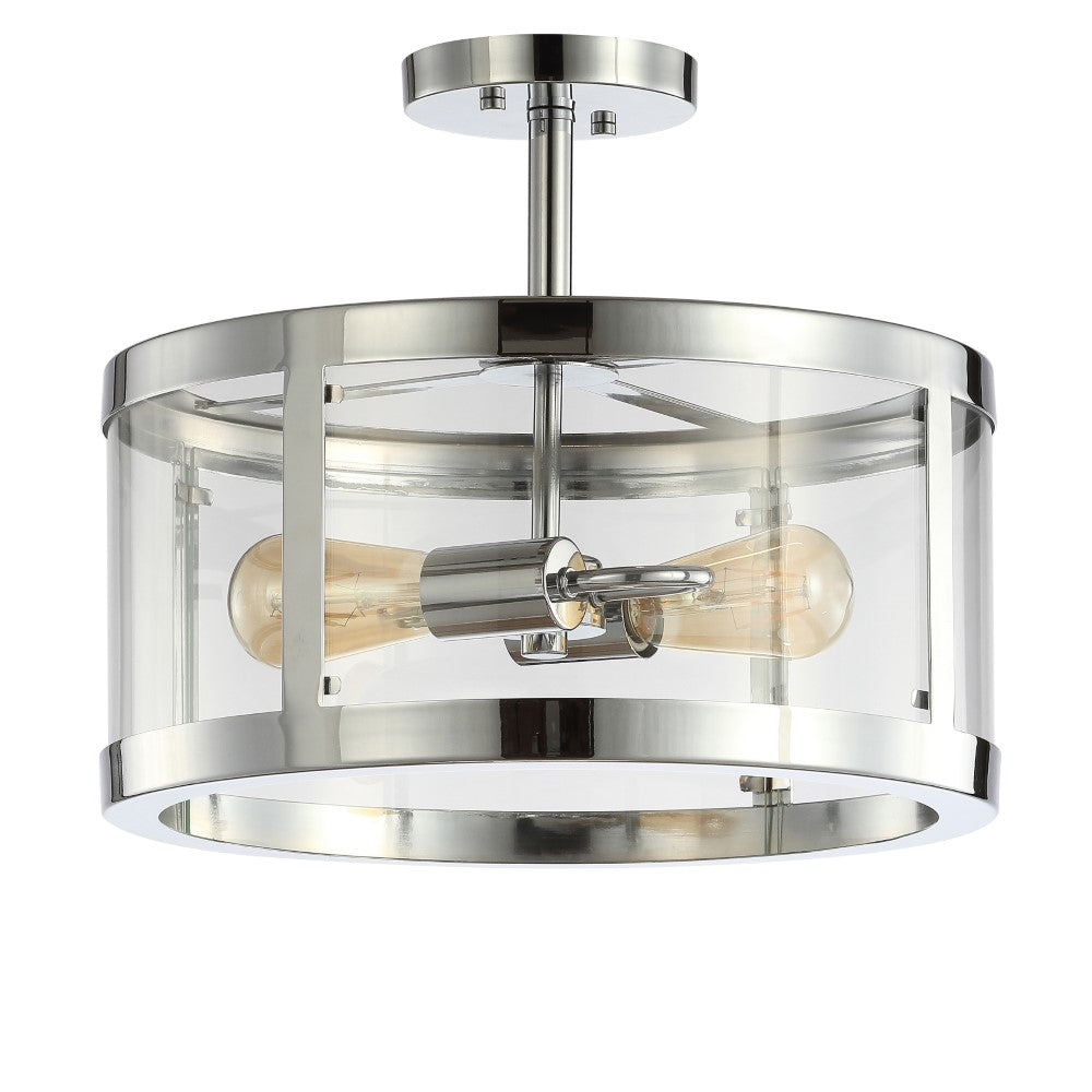 Maurier 2-Light 15" Iron/Glass Modern LED Flush Mount