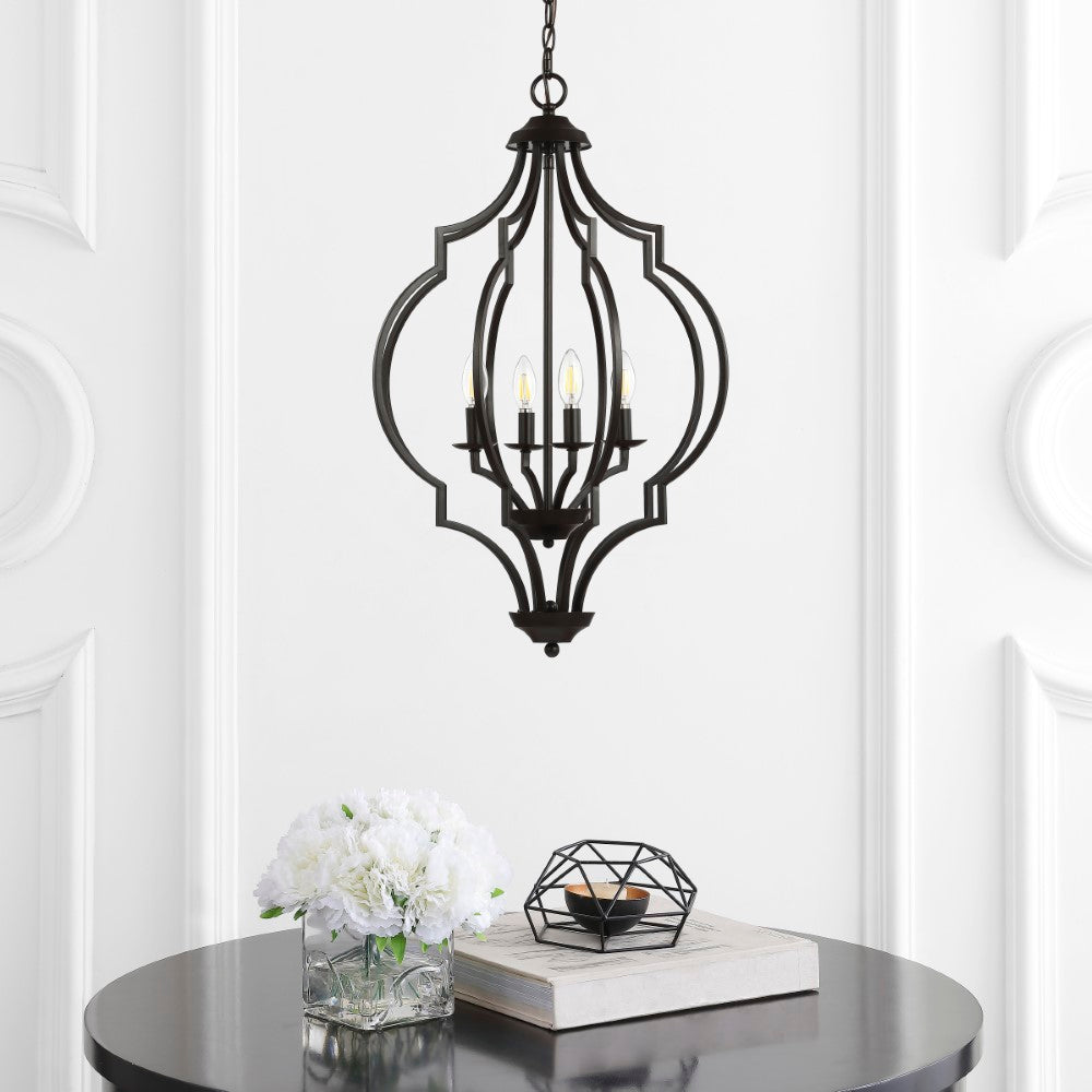 Wharton 4-Light 19" Iron Adjustable Ogee Lantern LED Pendant