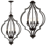 Wharton 4-Light 19" Iron Adjustable Ogee Lantern LED Pendant