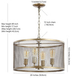 Albee 4-Light 20" Iron Adjustable Industrial Mesh LED Pendant