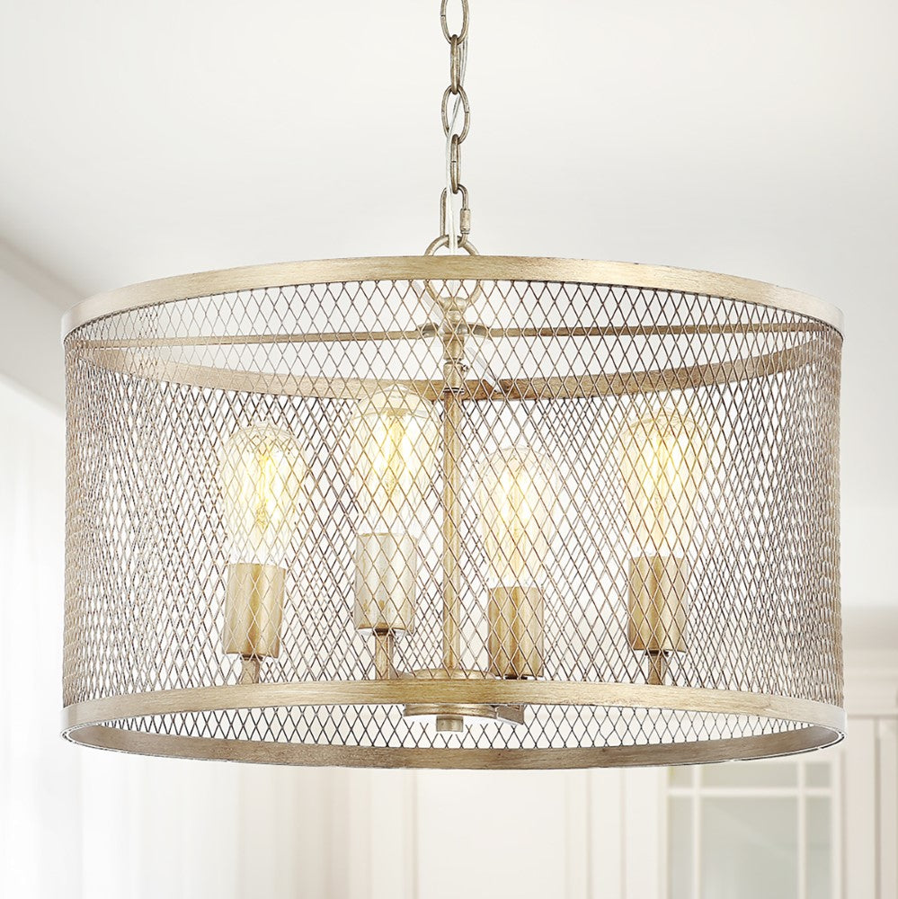 Albee 4-Light 20" Iron Adjustable Industrial Mesh LED Pendant