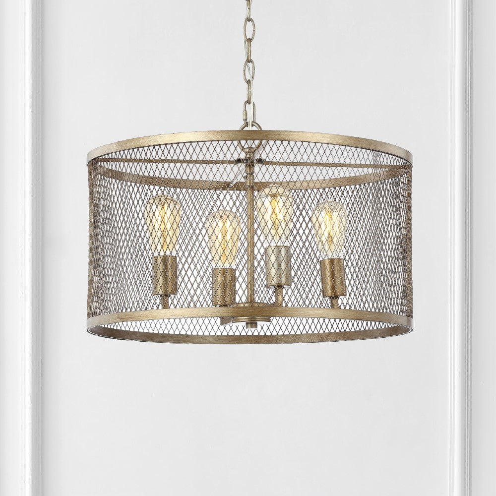 Albee 4-Light 20" Iron Adjustable Industrial Mesh LED Pendant