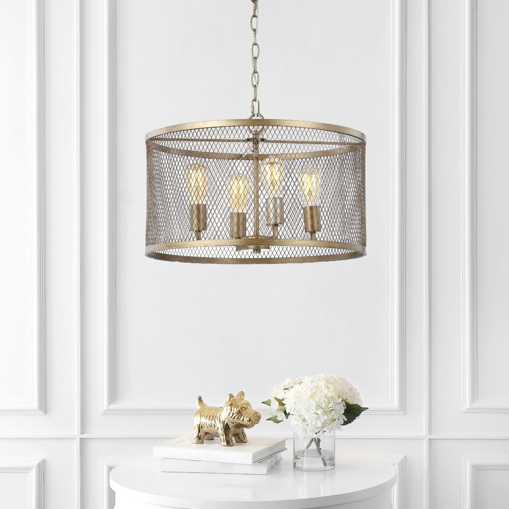 Albee 4-Light 20" Iron Adjustable Industrial Mesh LED Pendant