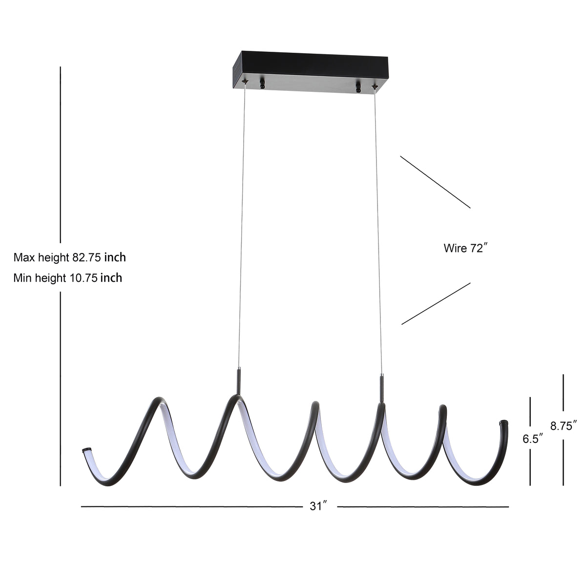 Dusky 31" Dimmable Adjustable Integrated LED Metal Linear Pendant