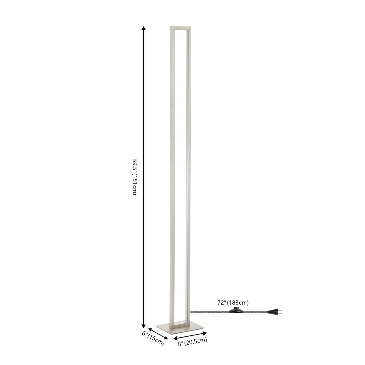 bright 59.5" Modern Minimalist Aluminum Integrated Tower LED Floor Lamp
