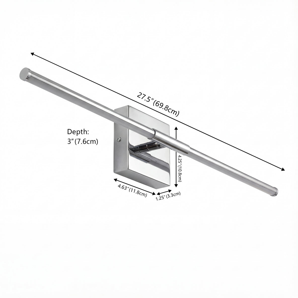 Aurava 28" Modern Minimalist Adjustable Dimmable Integrated LED Metal Wall Sconce