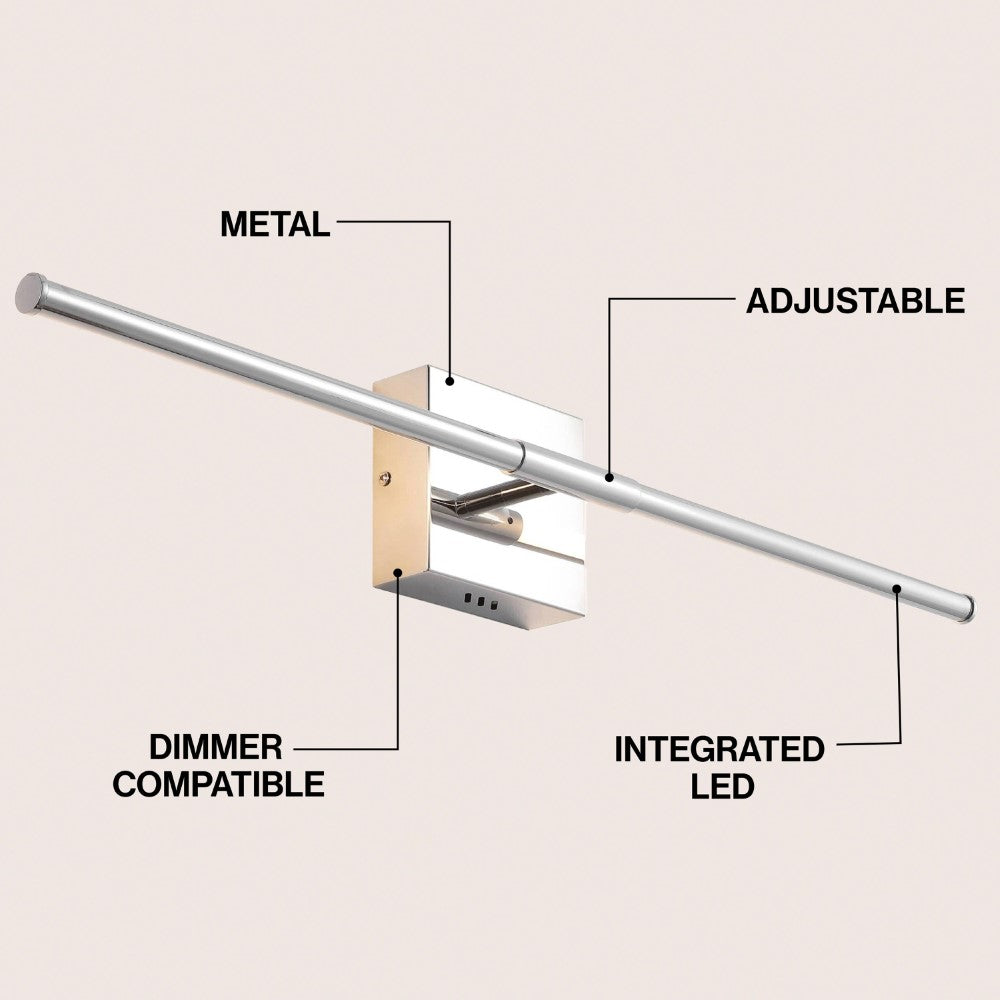 Aurava 28" Modern Minimalist Adjustable Dimmable Integrated LED Metal Wall Sconce