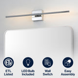 Aurava 28" Modern Minimalist Adjustable Dimmable Integrated LED Metal Wall Sconce