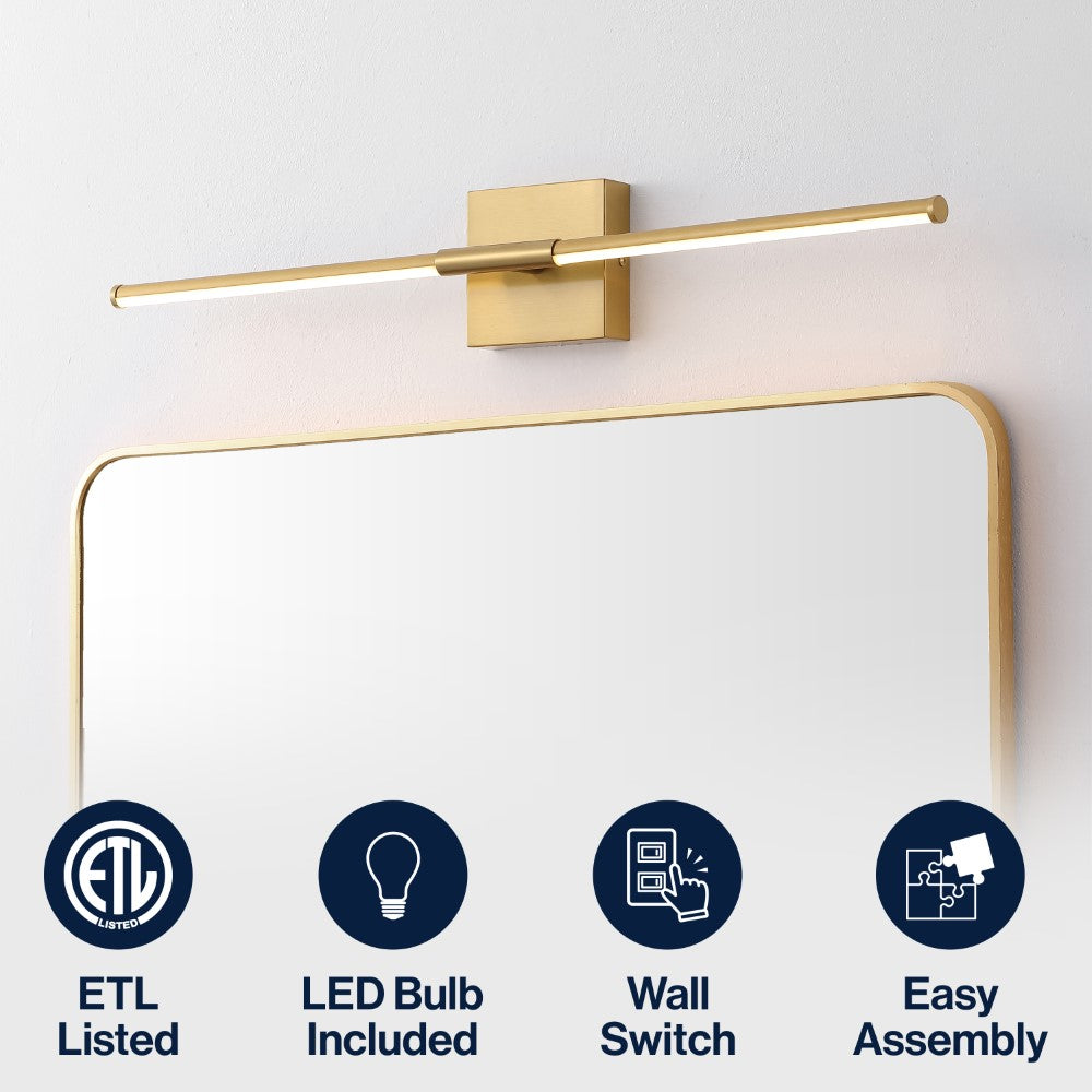 Aurava 28" Modern Minimalist Adjustable Dimmable Integrated LED Metal Wall Sconce