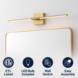 Aurava 28" Modern Minimalist Adjustable Dimmable Integrated LED Metal Wall Sconce