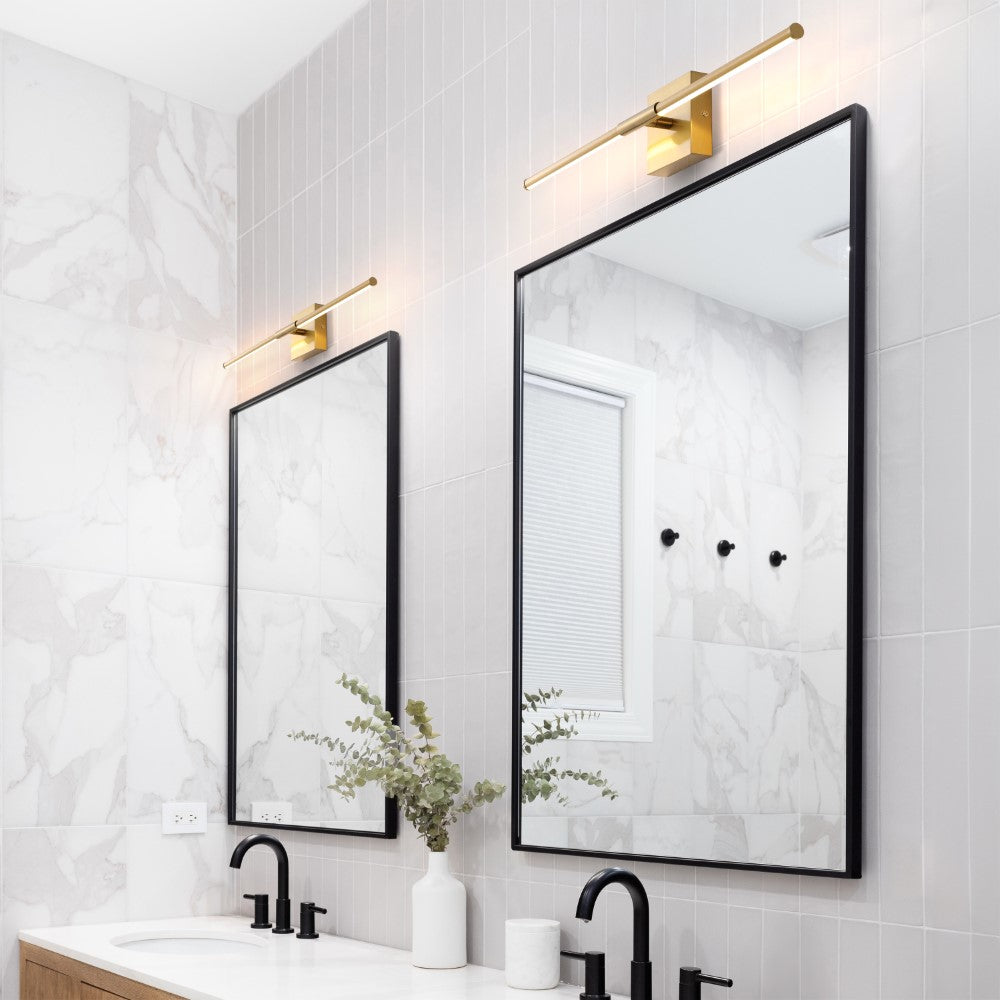 Aurava 28" Modern Minimalist Adjustable Dimmable Integrated LED Metal Wall Sconce