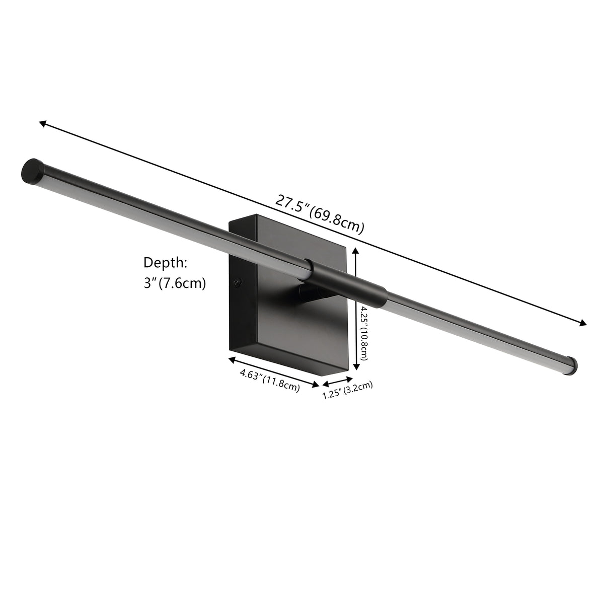 Aurava 28" Modern Minimalist Adjustable Dimmable Integrated LED Metal Wall Sconce