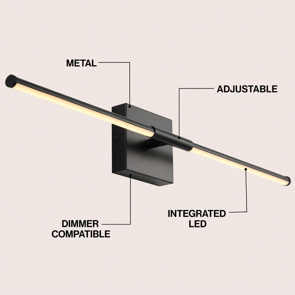 Aurava 28" Modern Minimalist Adjustable Dimmable Integrated LED Metal Wall Sconce