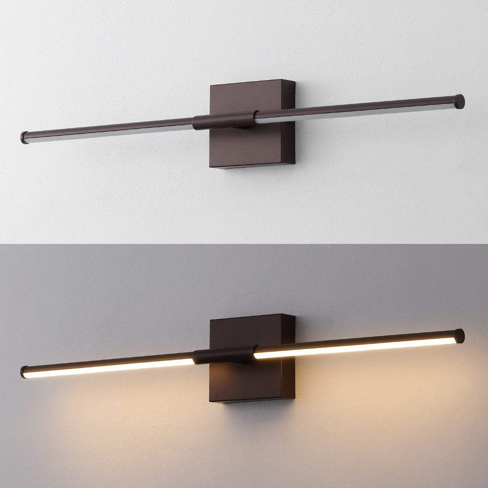 Aurava 28" Modern Minimalist Adjustable Dimmable Integrated LED Metal Wall Sconce