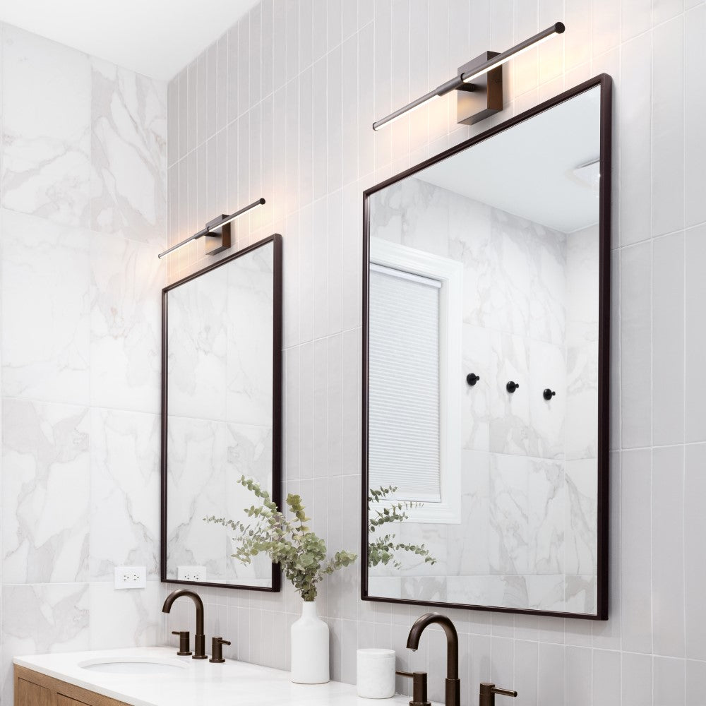 Aurava 28" Modern Minimalist Adjustable Dimmable Integrated LED Metal Wall Sconce