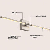 Aurava 28" Modern Minimalist Adjustable Dimmable Integrated LED Metal Wall Sconce