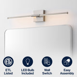 Aurava 28" Modern Minimalist Adjustable Dimmable Integrated LED Metal Wall Sconce