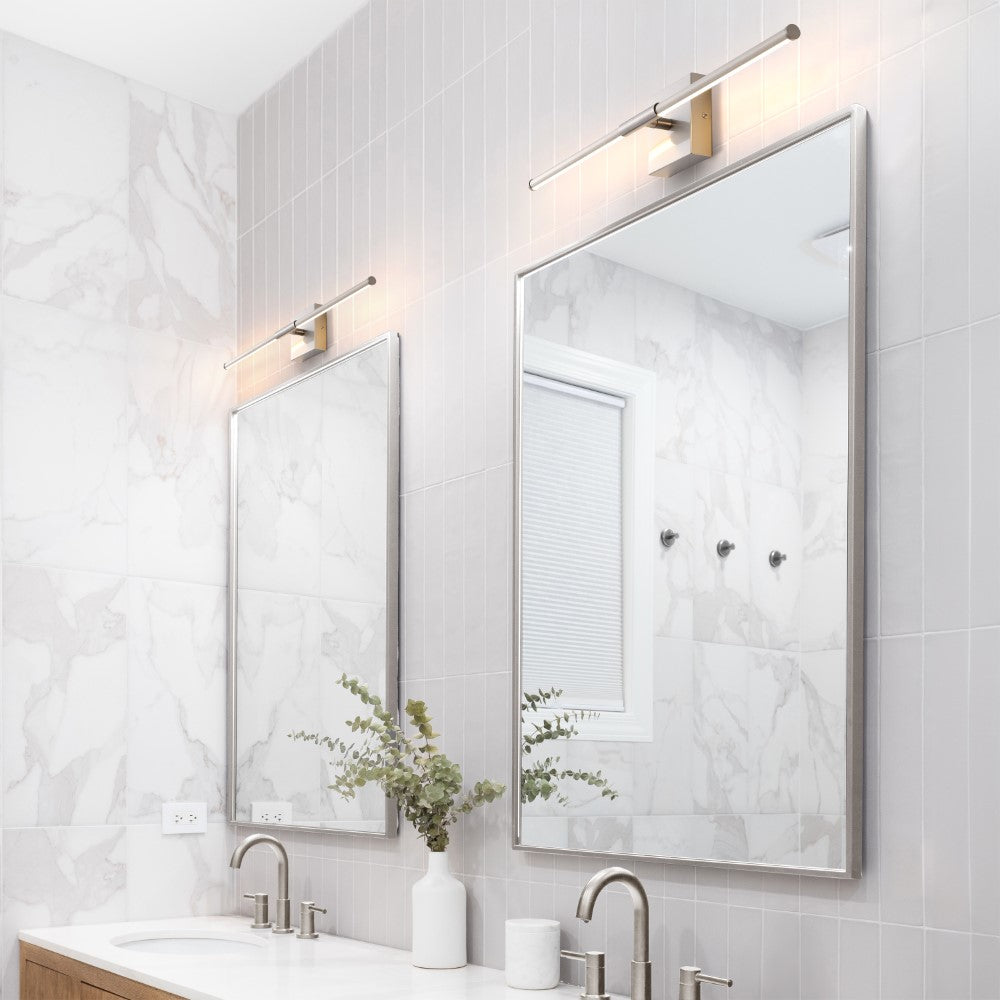 Aurava 28" Modern Minimalist Adjustable Dimmable Integrated LED Metal Wall Sconce