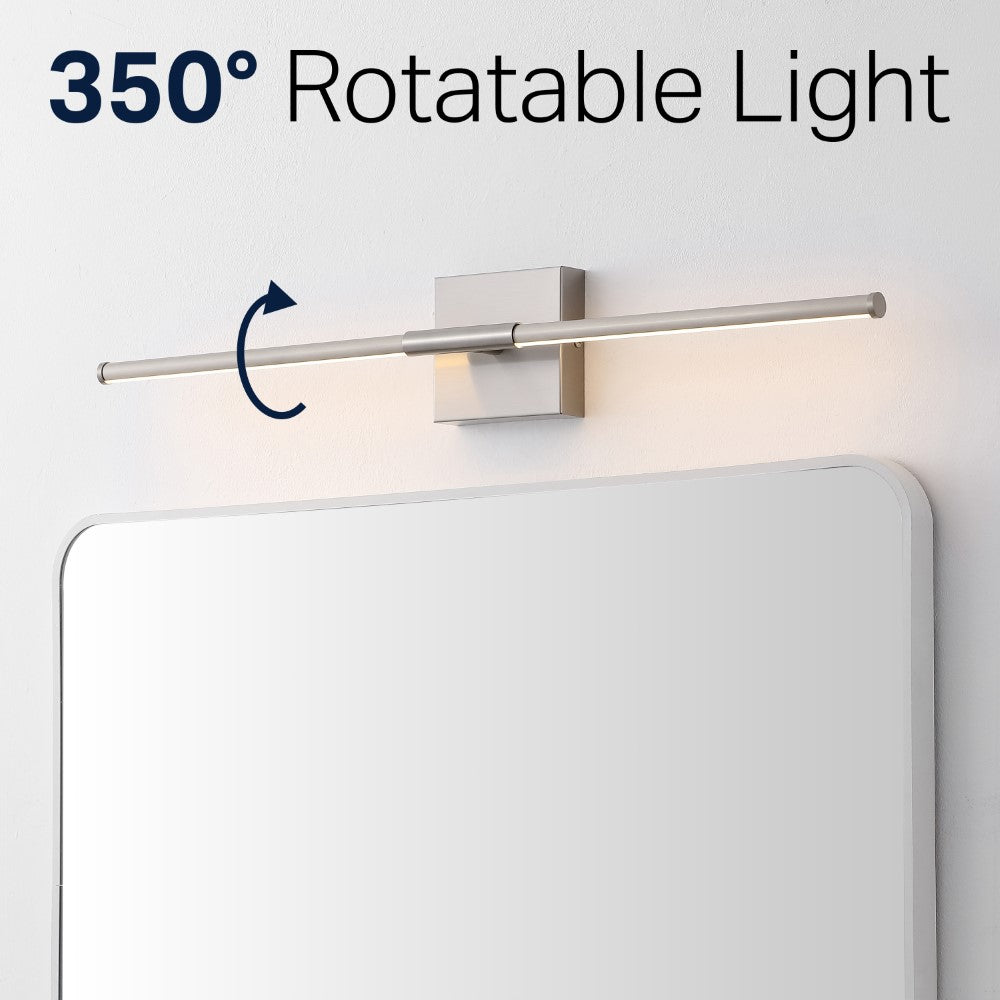 Aurava 28" Modern Minimalist Adjustable Dimmable Integrated LED Metal Wall Sconce