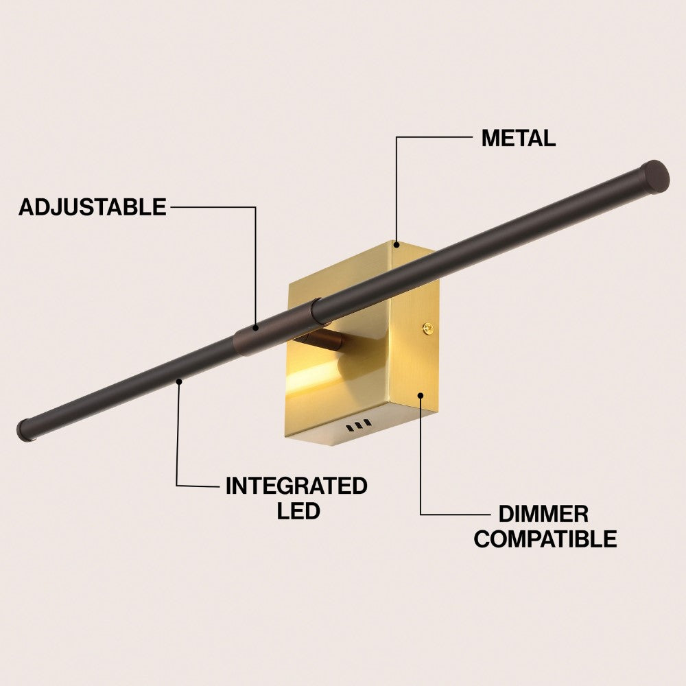 Aurava 28" Modern Minimalist Adjustable Dimmable Integrated LED Metal Wall Sconce
