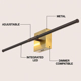 Aurava 28" Modern Minimalist Adjustable Dimmable Integrated LED Metal Wall Sconce