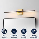Aurava 28" Modern Minimalist Adjustable Dimmable Integrated LED Metal Wall Sconce