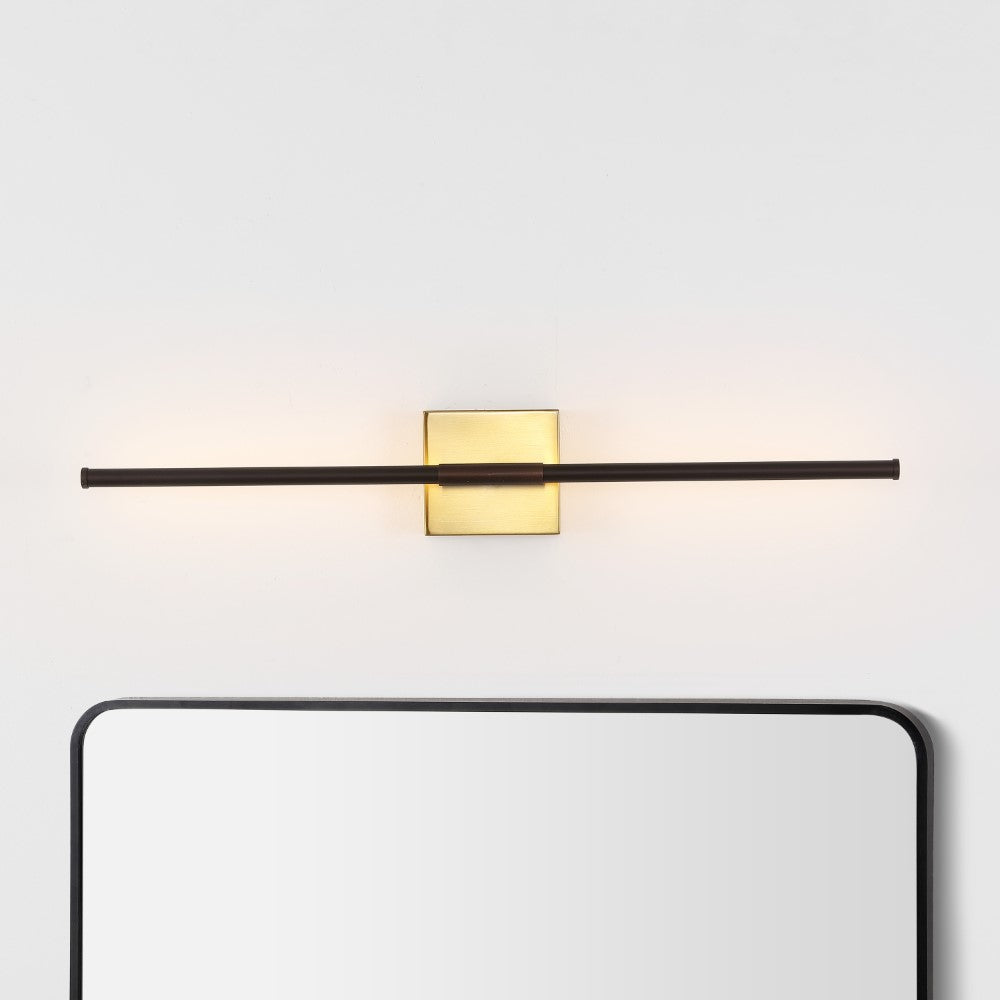 Aurava 28" Modern Minimalist Adjustable Dimmable Integrated LED Metal Wall Sconce