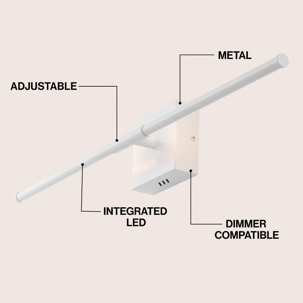 Aurava 28" Modern Minimalist Adjustable Dimmable Integrated LED Metal Wall Sconce