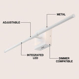 Aurava 28" Modern Minimalist Adjustable Dimmable Integrated LED Metal Wall Sconce