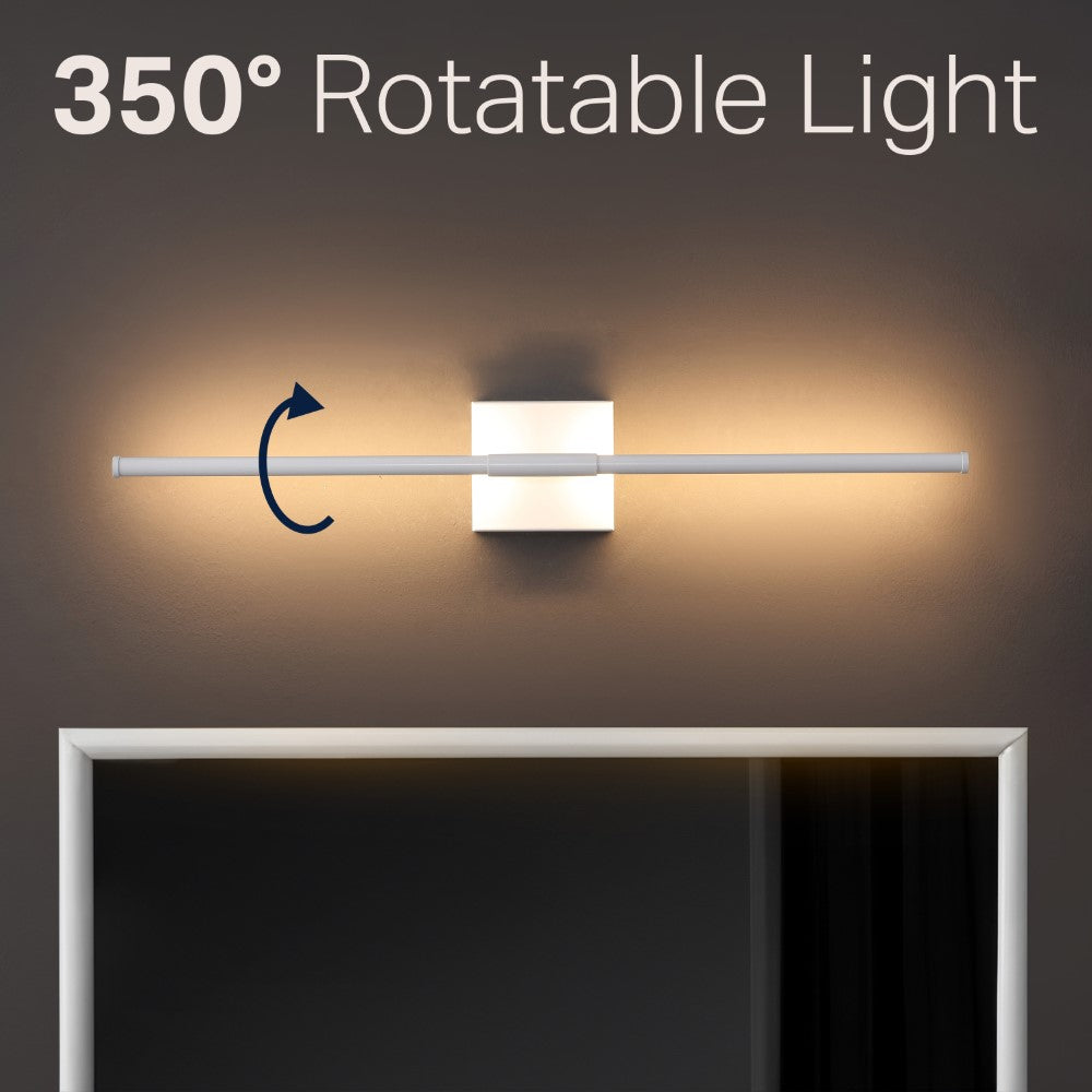 Aurava 28" Modern Minimalist Adjustable Dimmable Integrated LED Metal Wall Sconce