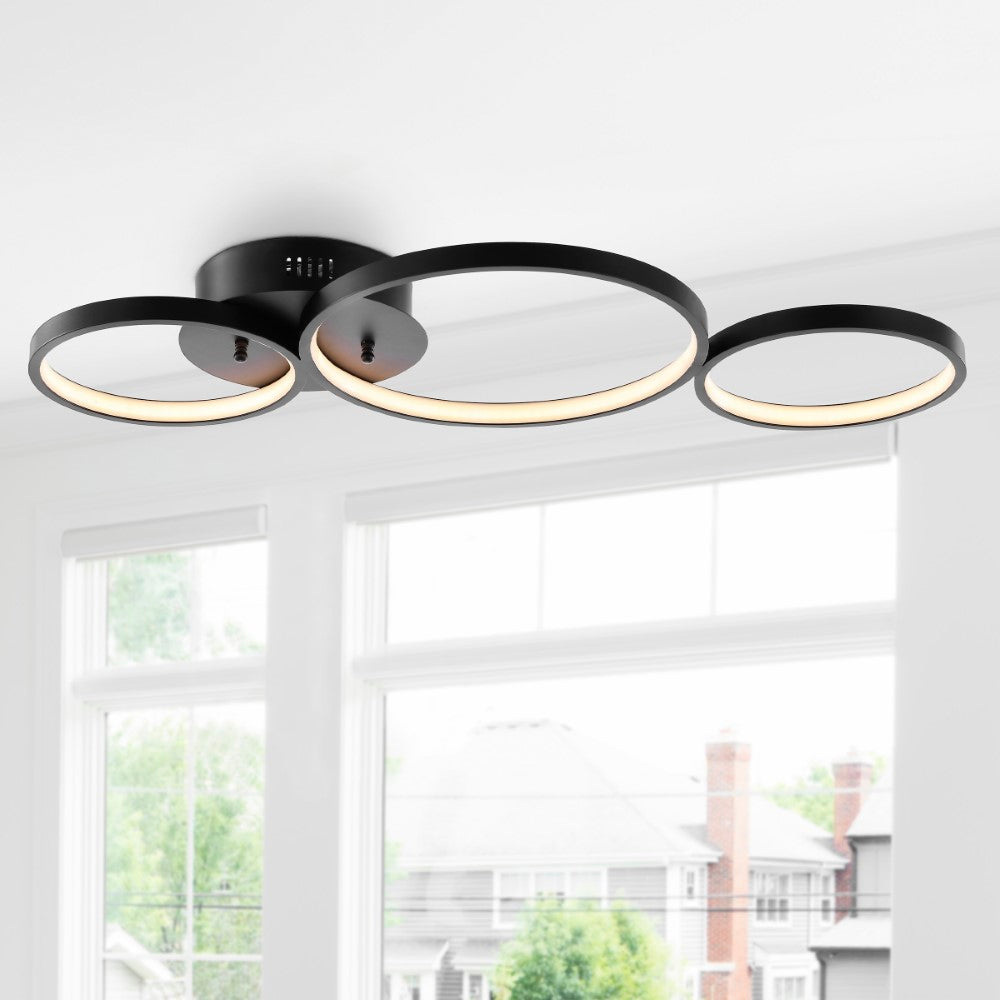 Sheldon 26.88" Contemporary Modern Metal Integrated LED Flush Mount