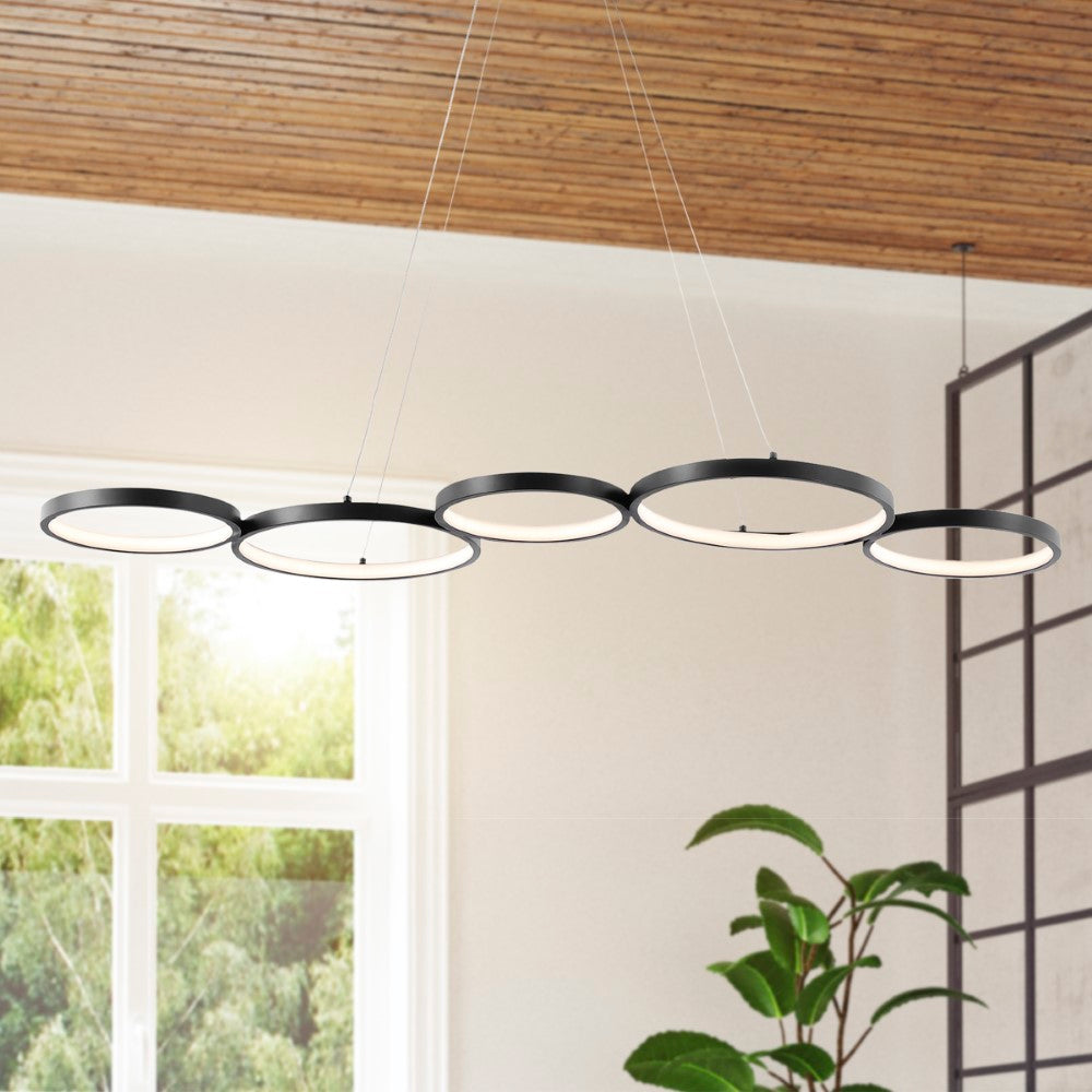 Barnaby 40.75" Bohemian Coastal Iron Linear Integrated LED Pendant