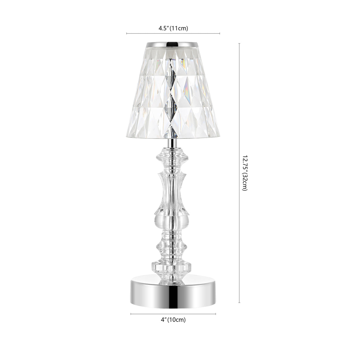 Clearance Diamond 12.75" Bohemian Classic Acrylic Rechargeable Integrated LED Table Lamp