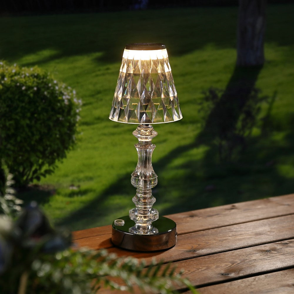 Clearance Diamond 12.75" Bohemian Classic Acrylic Rechargeable Integrated LED Table Lamp