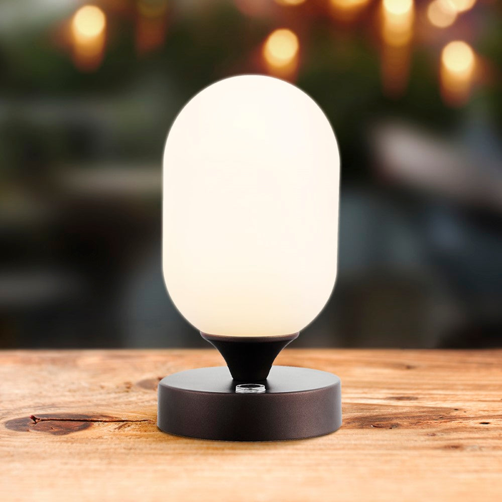Duncan 8" Bohemian Farmhouse Iron Rechargeable Integrated LED Table Lamp