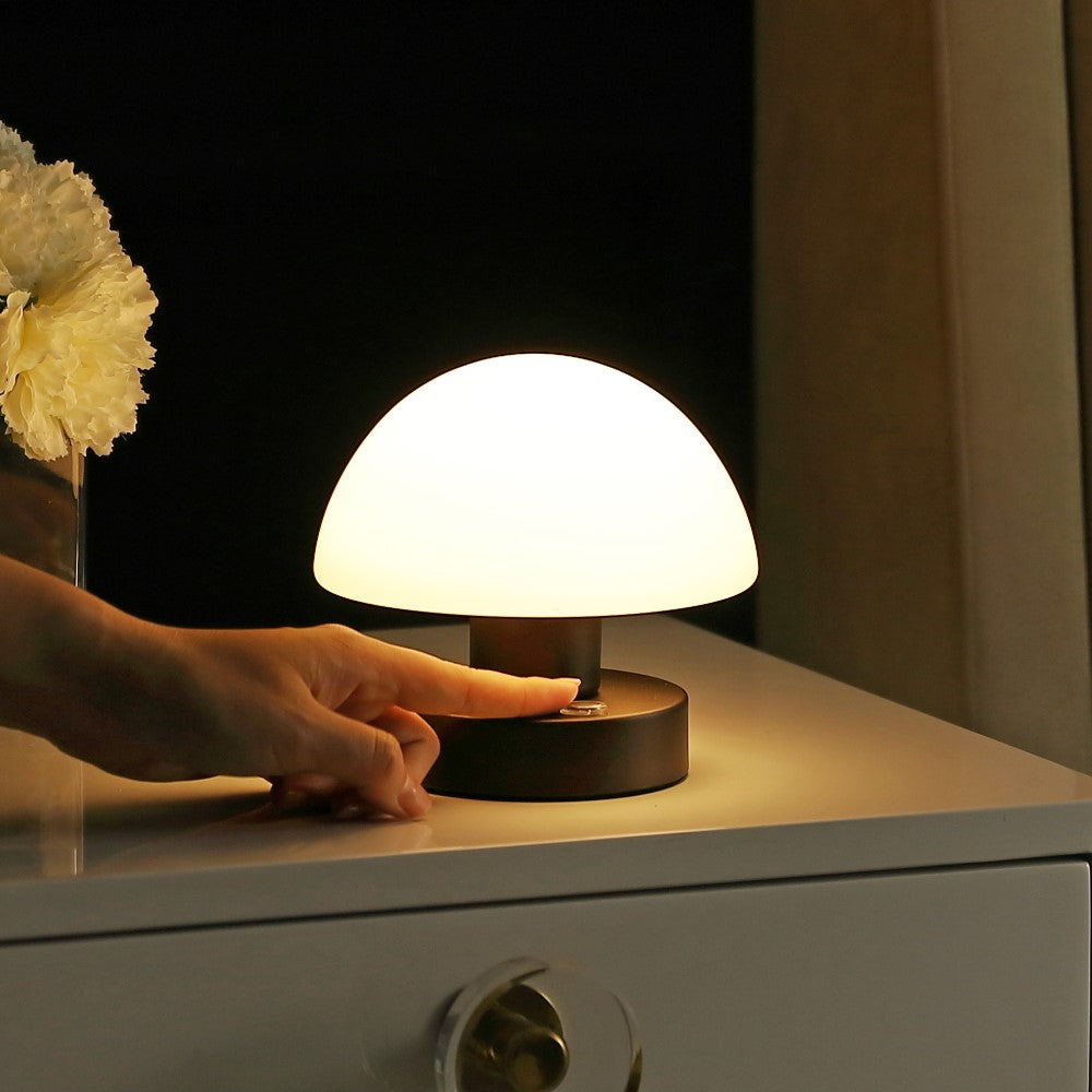 Modern mushroom  5.75" Bohemian Farmhouse Iron Rechargeable Integrated LED Table Lamp