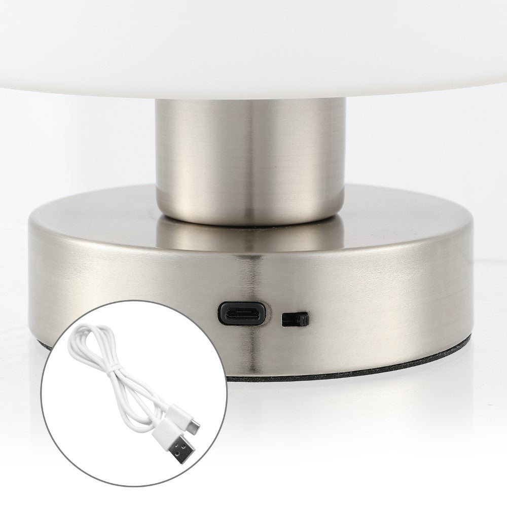 Modern mushroom  5.75" Bohemian Farmhouse Iron Rechargeable Integrated LED Table Lamp
