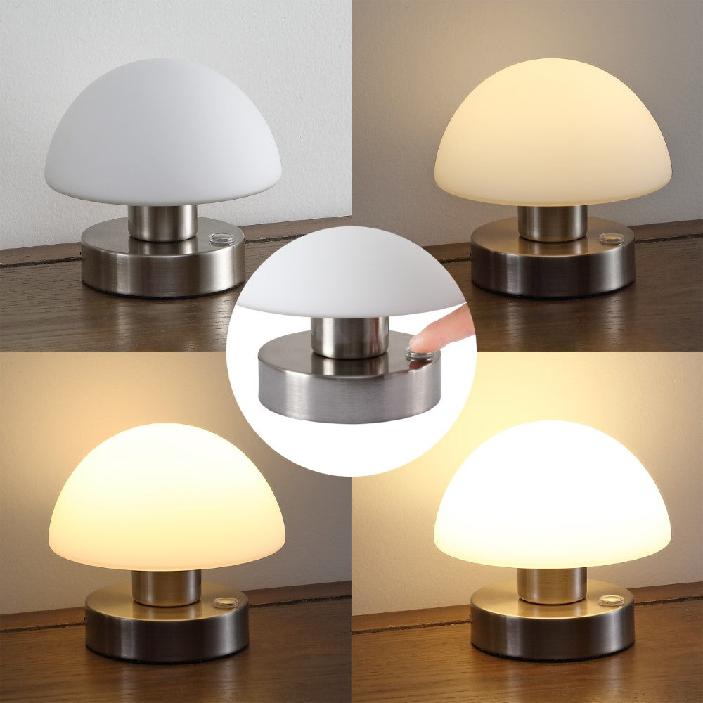 Modern mushroom  5.75" Bohemian Farmhouse Iron Rechargeable Integrated LED Table Lamp